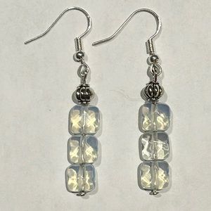 Genuine Opalite and Silver Tone Accents Earrings